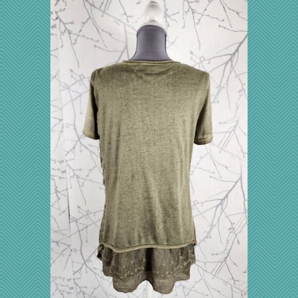 Simply Couture Green Lace Overlay Tiered Tunic - Picture 4 of 5